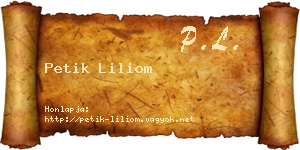 Petik Liliom névjegykártya